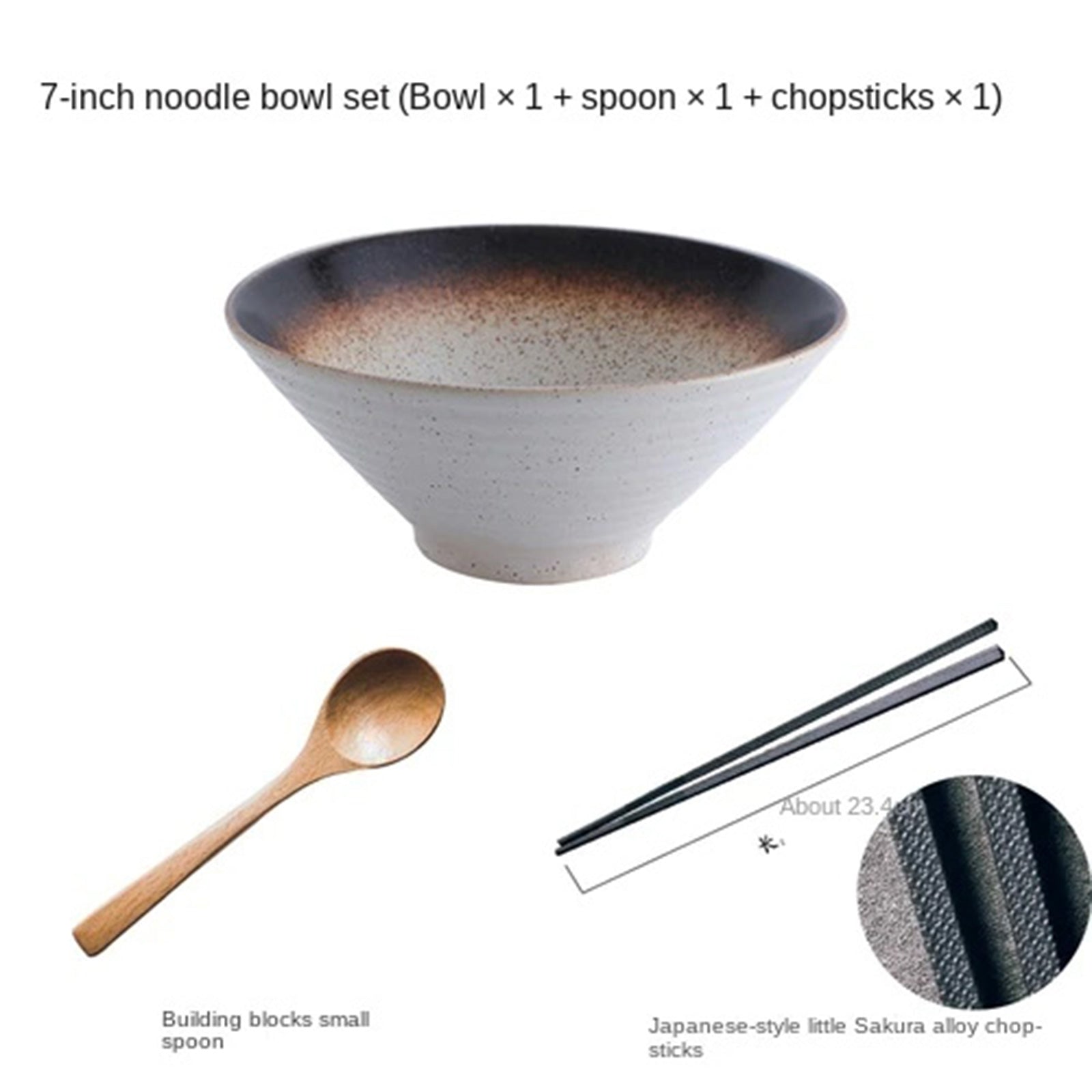 Japanese Noodle Bowls With Classic Color Patterns (4 styles)