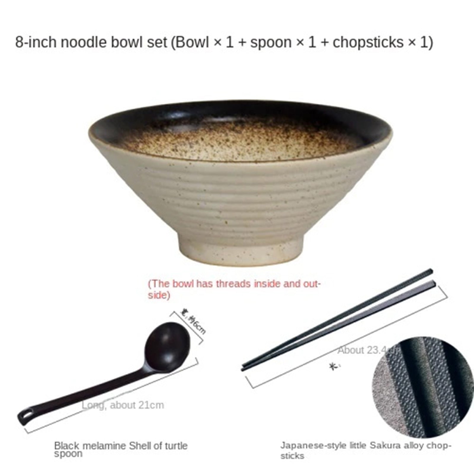Japanese Noodle Bowls With Classic Color Patterns (4 styles)
