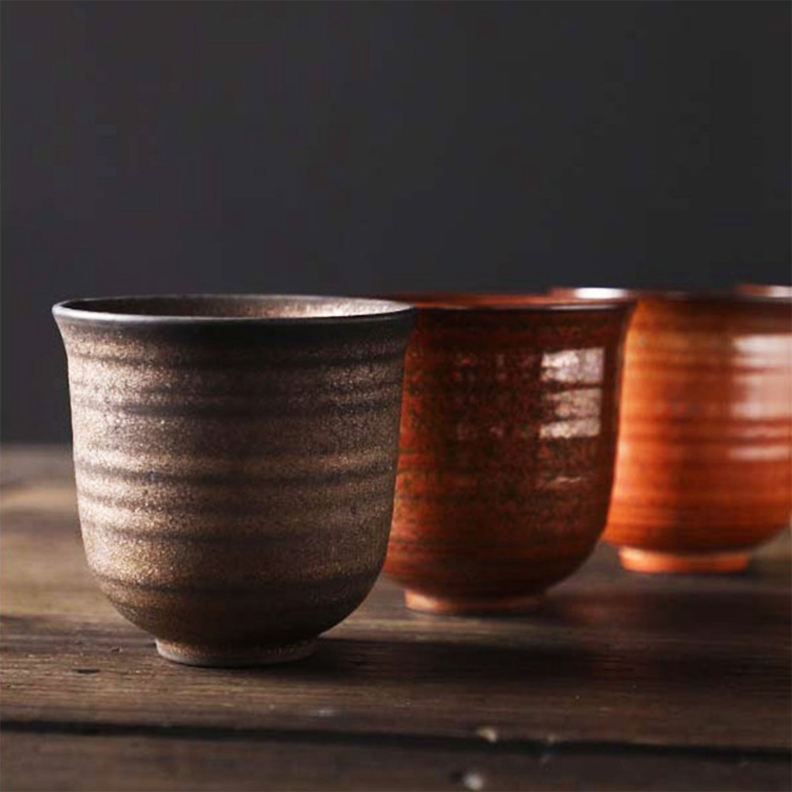 Japanese Tea Cups With Ribbed Shape (5 styles, 2 rim styles)