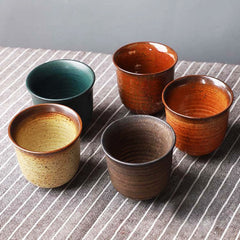 Japanese Tea Cups With Ribbed Shape (5 styles, 2 rim styles)