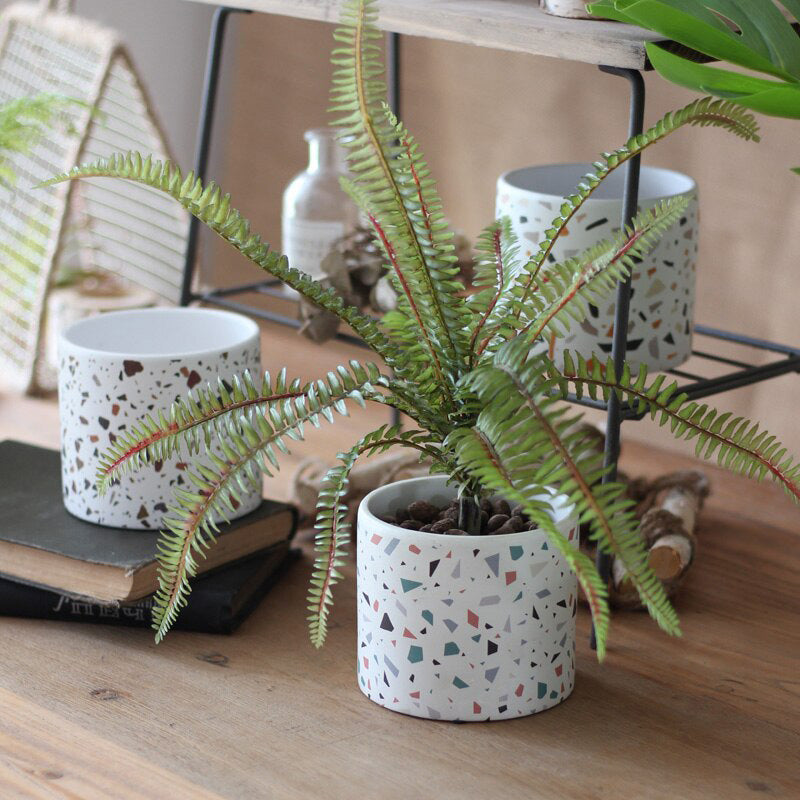 Stylish Nordic Plant Pots - White with Playful Colored Speckles (Available in 4 Styles)