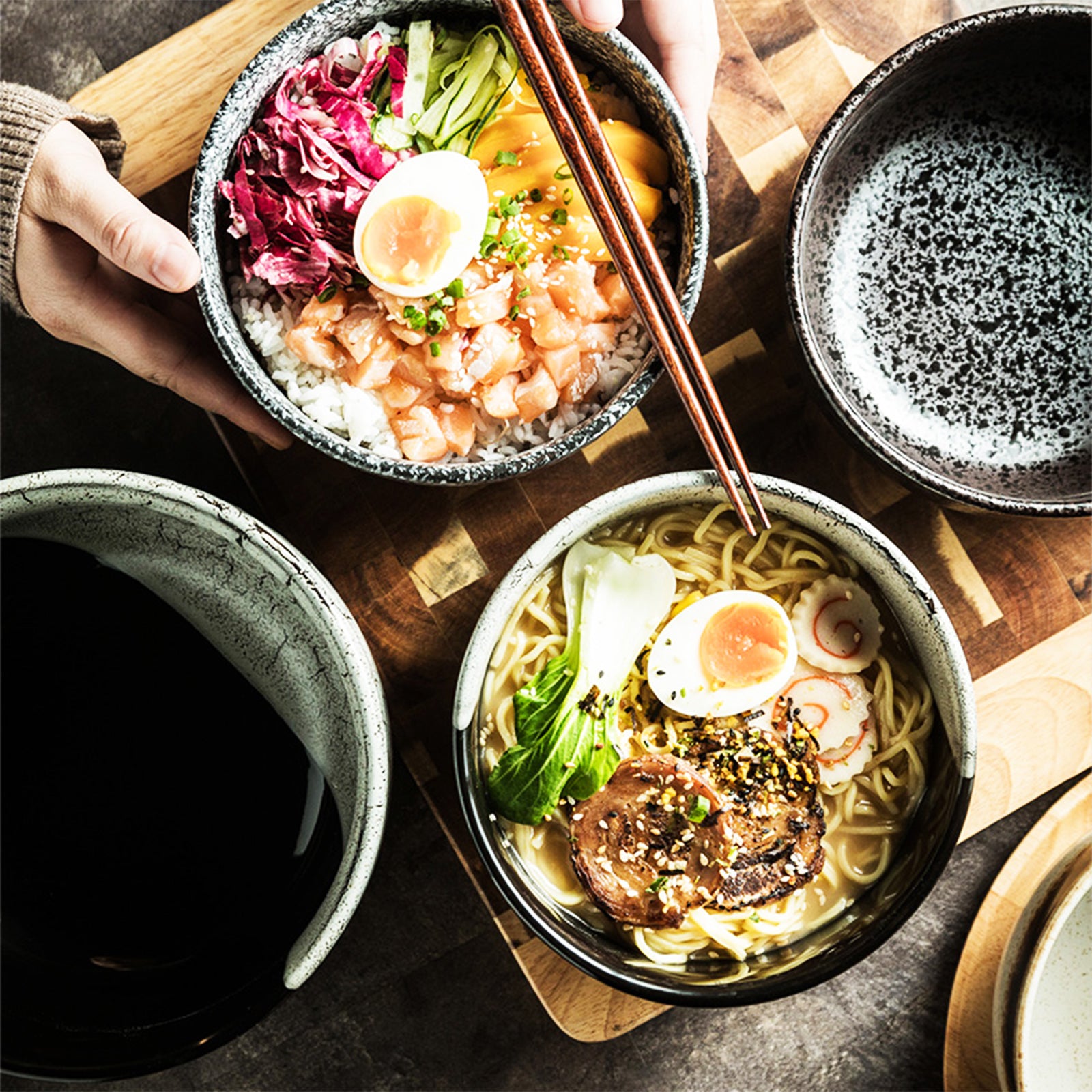 Japanese-Inspired Pigmented Noodle Bowls - Choose from 6 Styles and 2 Sizes