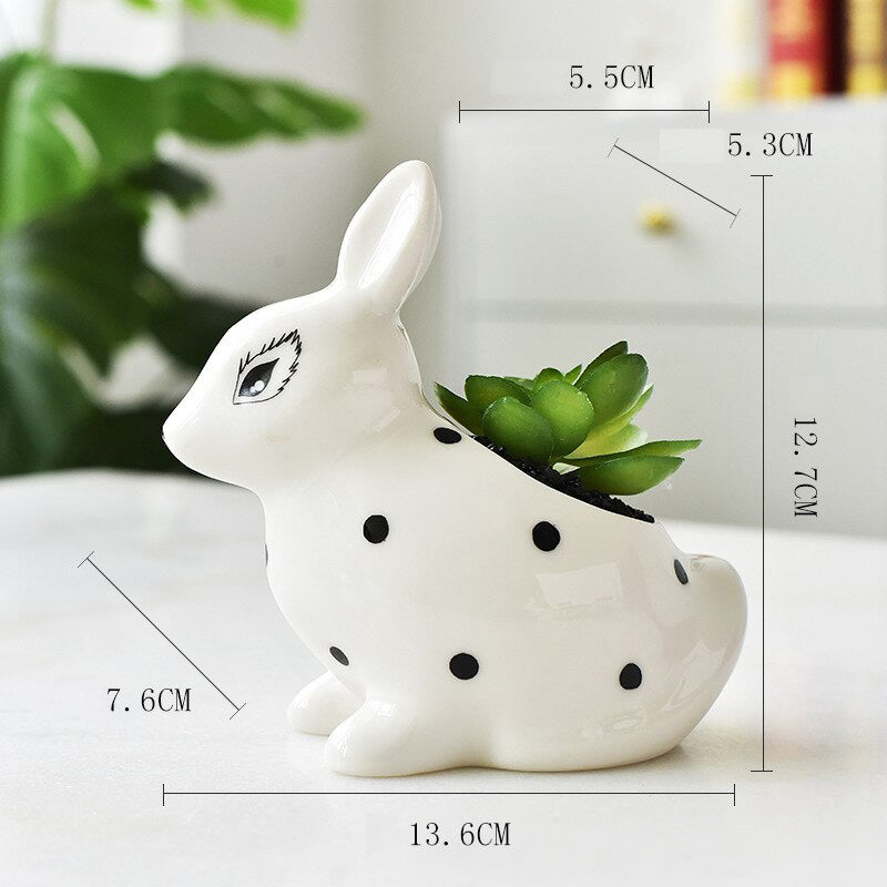 Charming Polka Dot Rabbit Plant Pots - 3 Adorable Types